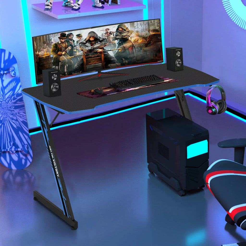 Blue 47 inch Z Shaped Gaming Desk C2318