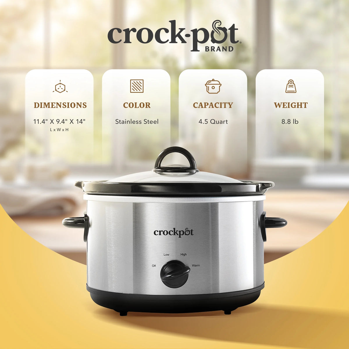 4.5 Quart Manual Slow Cooker Silver E811044