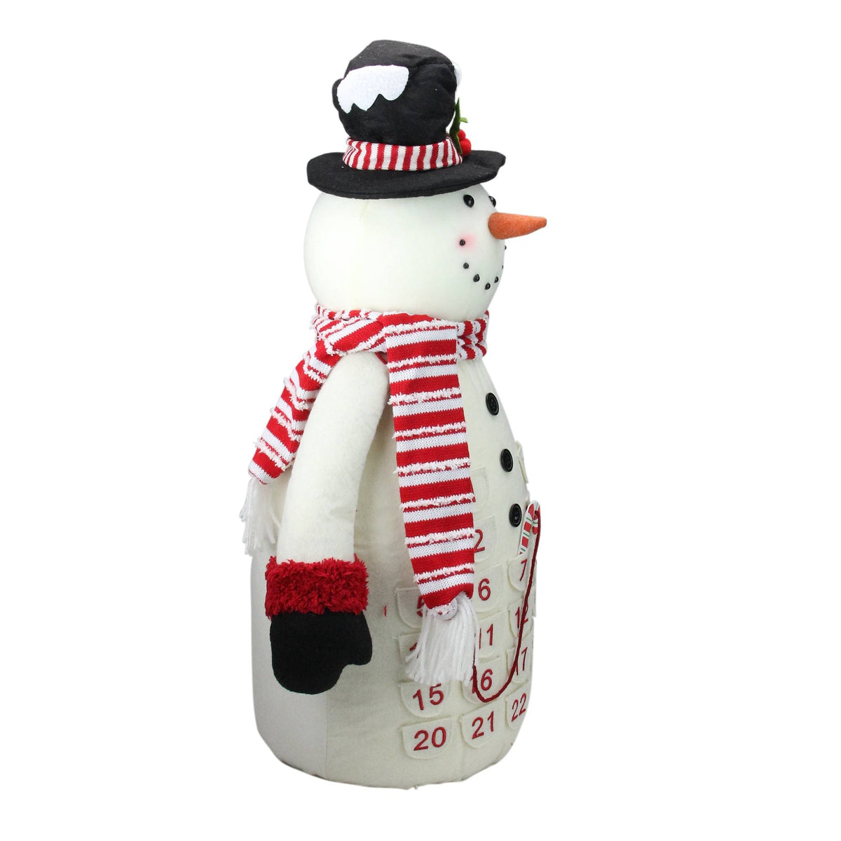 Red and White Plush Snowman Christmas Countdown Tabletop Figure L5215