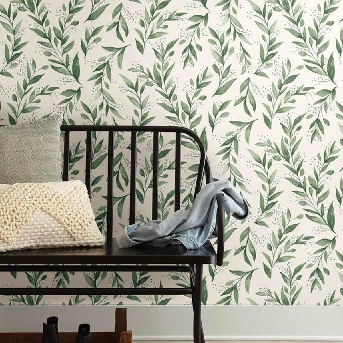 Olive Branch Botanical Pre-Pasted Wallpaper F765