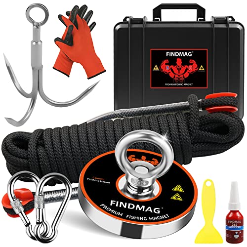 Magnet Fishing Kit 1000 LBS Pulling Force Neodymium Round Magnet 3.54inch Diameter P503
