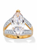 18K Yellow Gold Plated Sterling Silver Cubic Zirconia Engagement Ring U799308