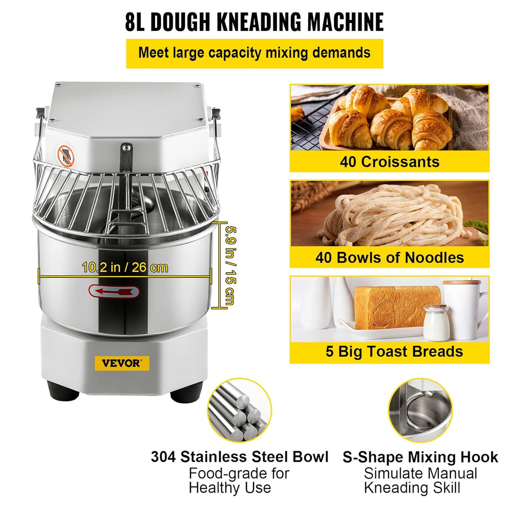 7.3Qt 450W Dual Rotating Dough Kneading Machine with Food-grade Stainless Steel Bowl N183