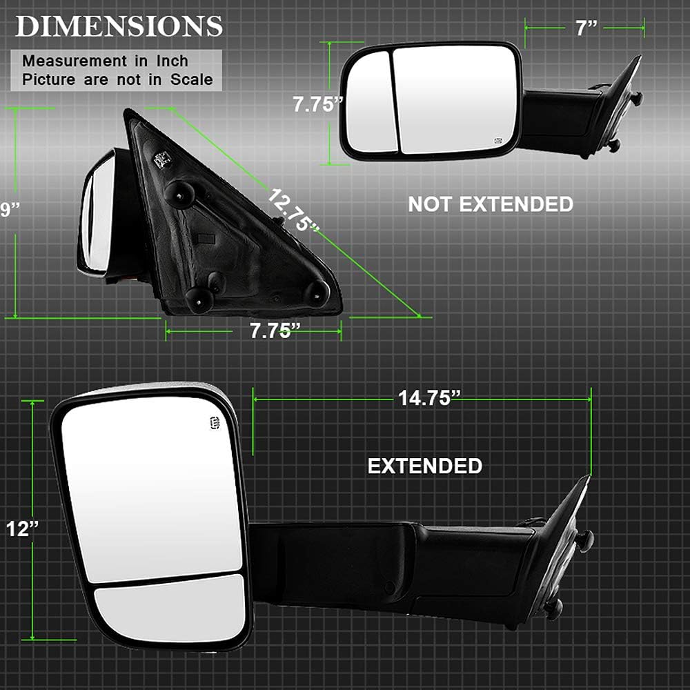 Telescoping Power Heat LED Signal Towing FlipUp Mirror Driver Side Left W671058