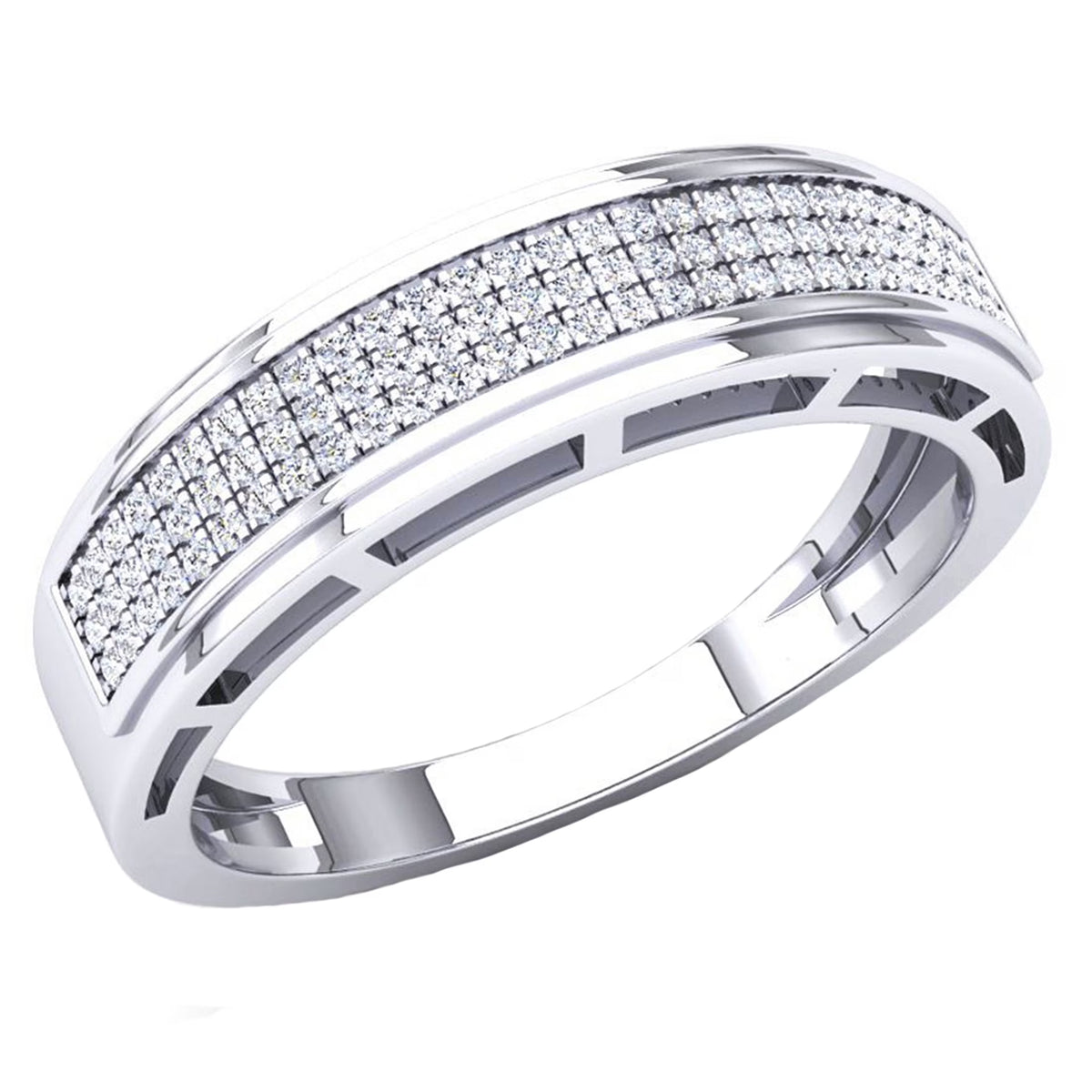 10K White Gold Diamond Wedding Band H451