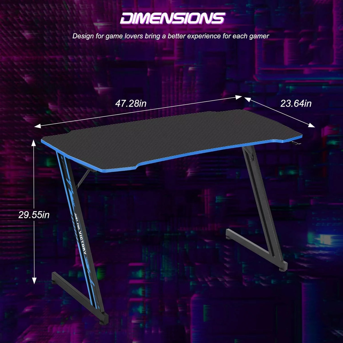 Blue 47 inch Z Shaped Gaming Desk C2318