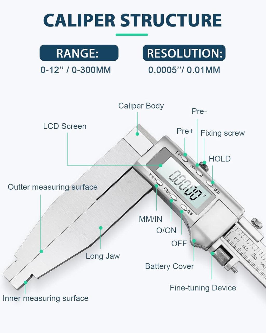 12 Inch Digital Caliper Measuring Tool V5707