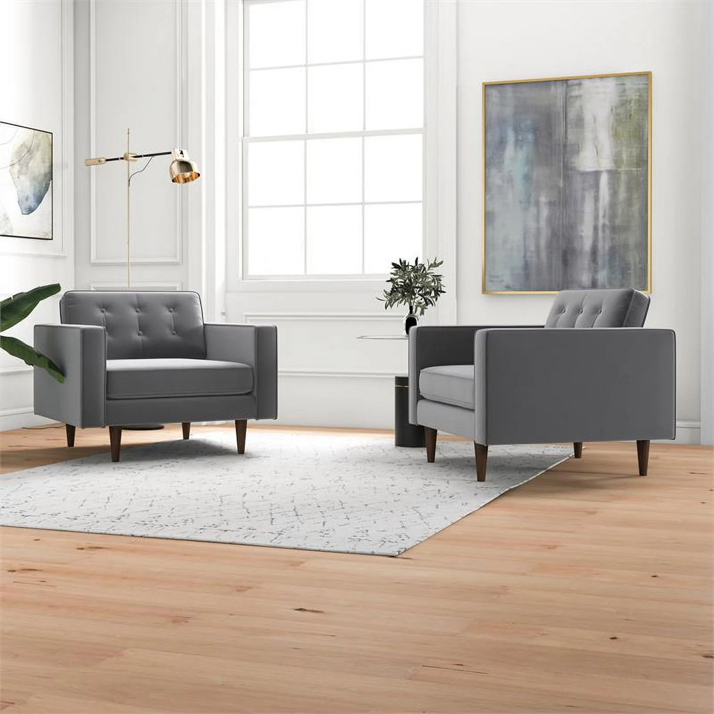 Gray Velvet Lounge Chair (Set of 2) M688