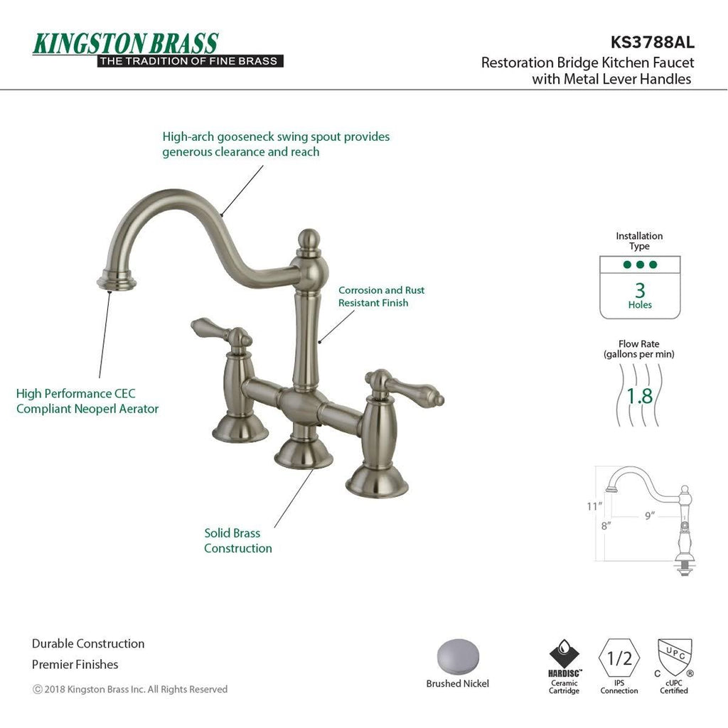 Oil Rubbed Bronze Bridge Kitchen Faucet K65287