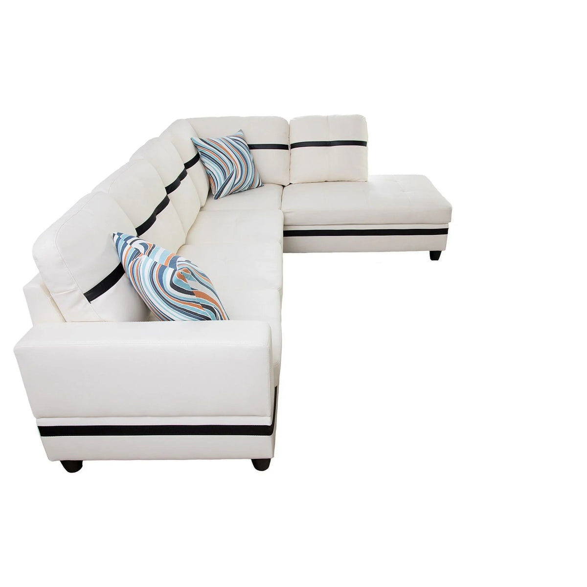 White and Black Faux Leather Right Sectional Sofa N297847
