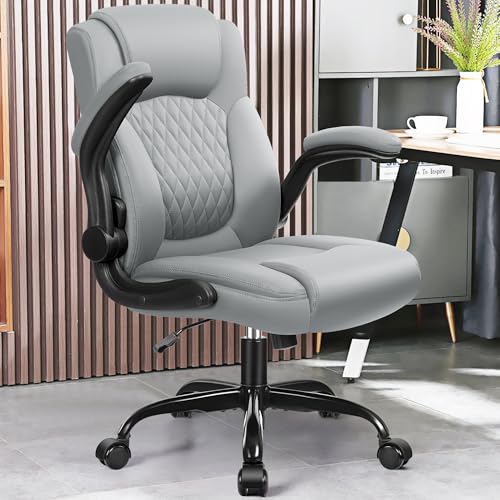 Black Leather Office Chair with Wheels H8270