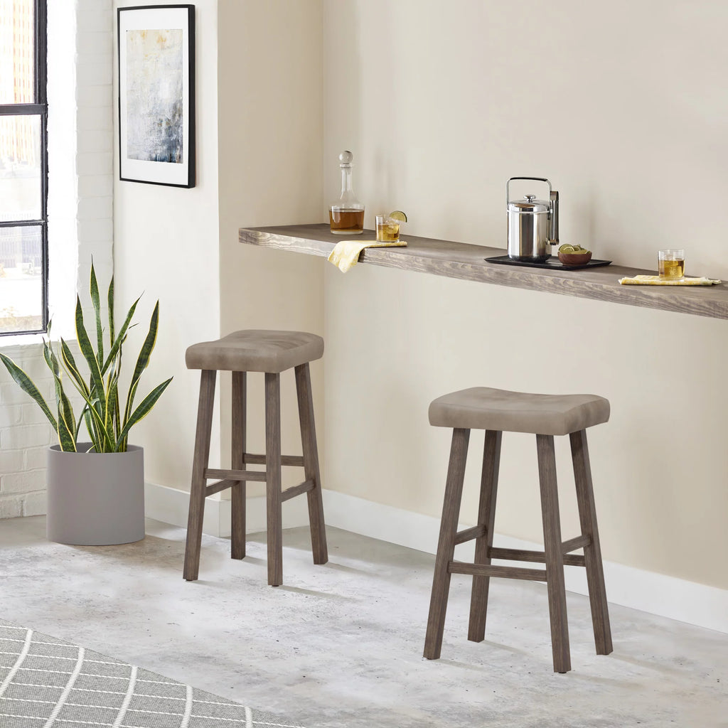 Rustic Gray Wood Backless Bar Height Stool H92671