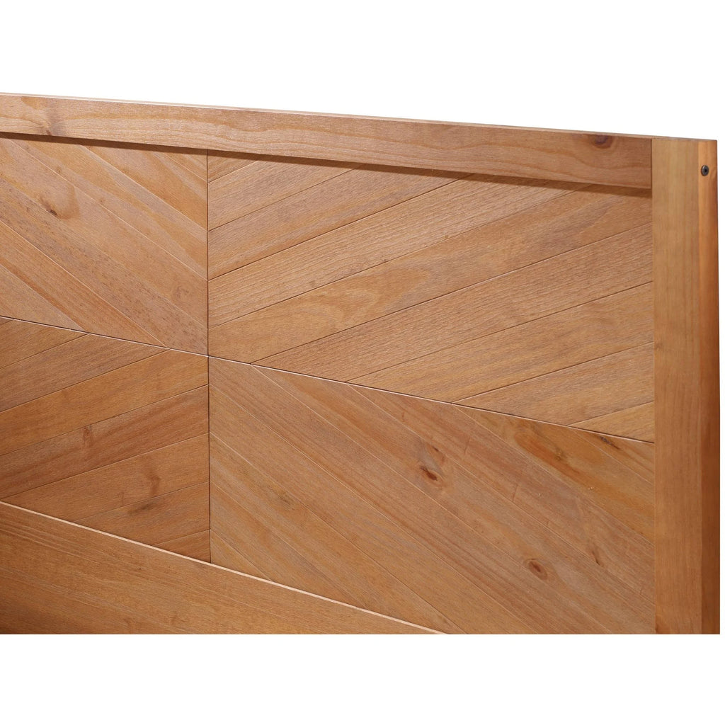 Queen Chevron Solid Wood Bed Frame Caramel D241787