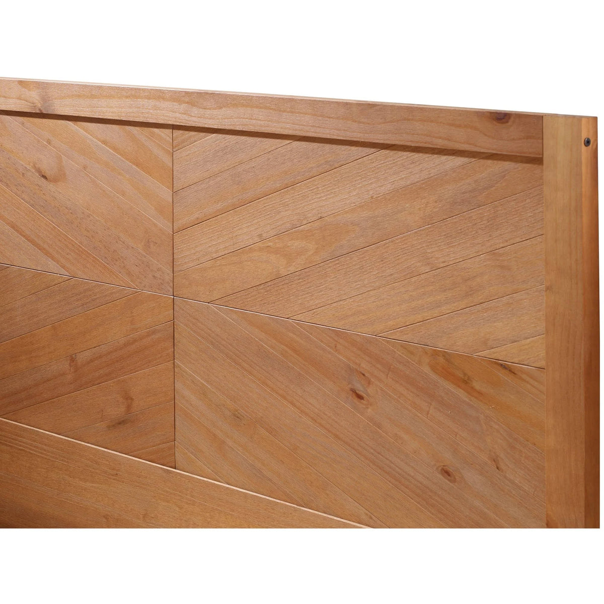 Queen Chevron Solid Wood Bed Frame Caramel D241787