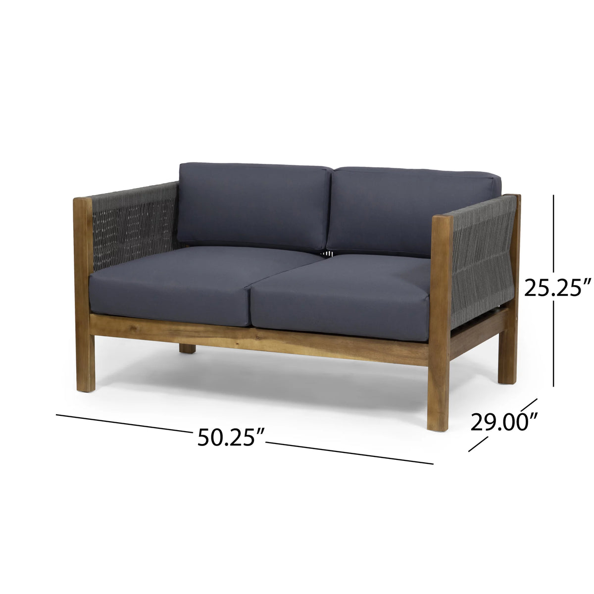 Acacia Wood and Rope 4 Seater Chat Set with Cushions V39353