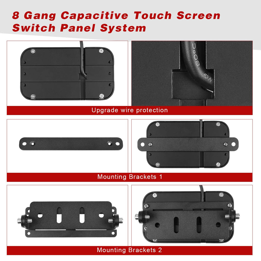 8 Gang Switch Panel Kit with Harness and Label Stickers E8314