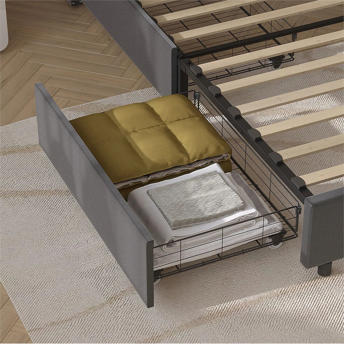 Velvet King Size Platform Bed O49342