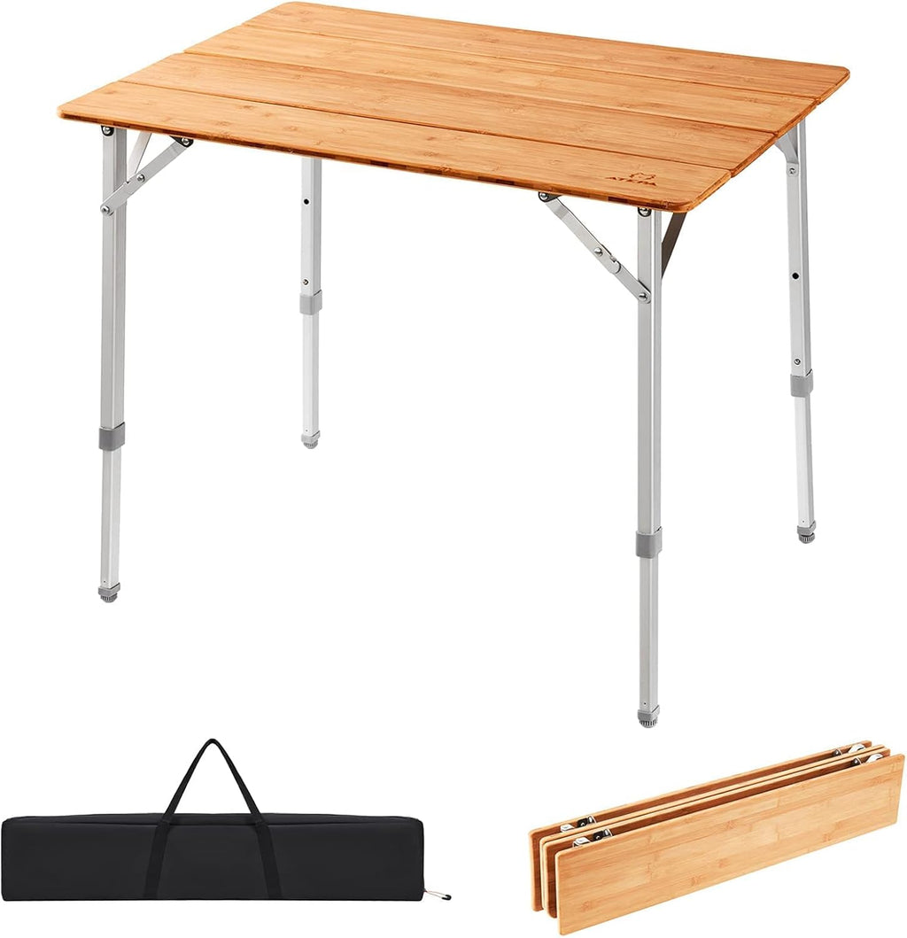 Bamboo Folding Camping Table with Carry Bag H4838