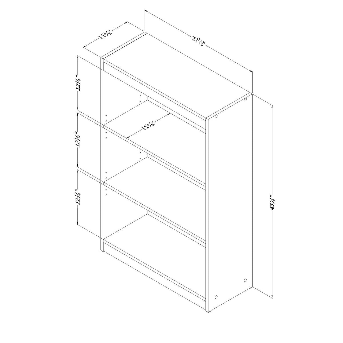 Royal Cherry 3-Shelf Bookcase S804221