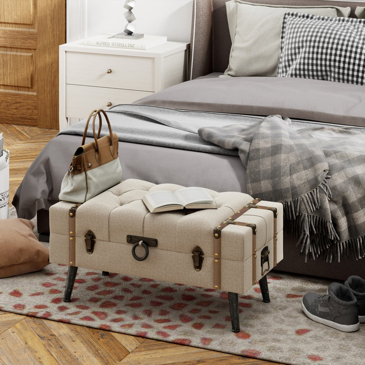 Modern Upholstered Storage Ottoman Q7279