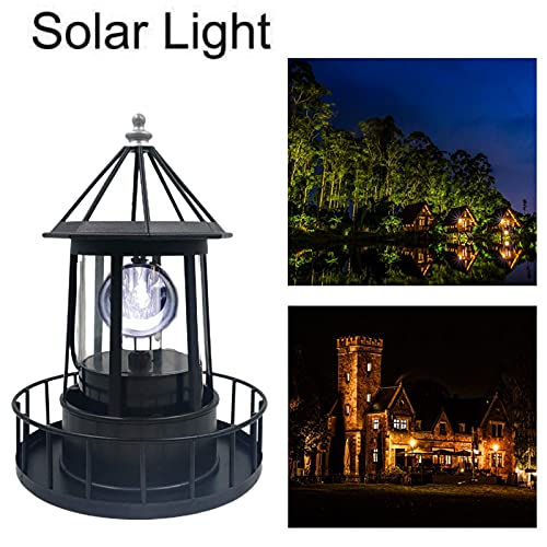Solar Powered Lighthouse 360 Degree Rotating Waterproof Garden Statue Light A90200
