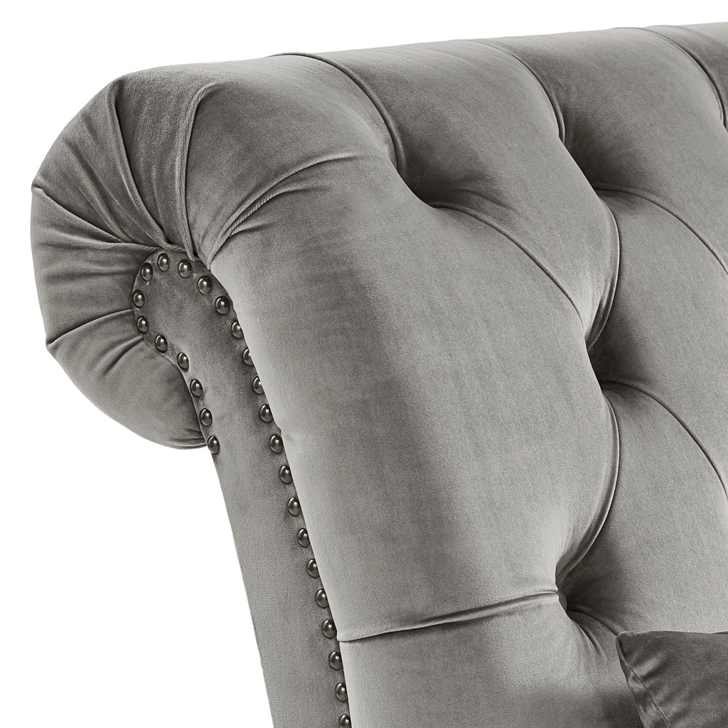 Grey Velvet Tufted Lounge Chair with Matching Pillow X522