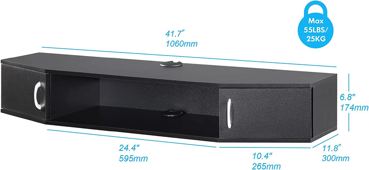 Floating TV Stand with LED Lights and Storage Cabinets G67148