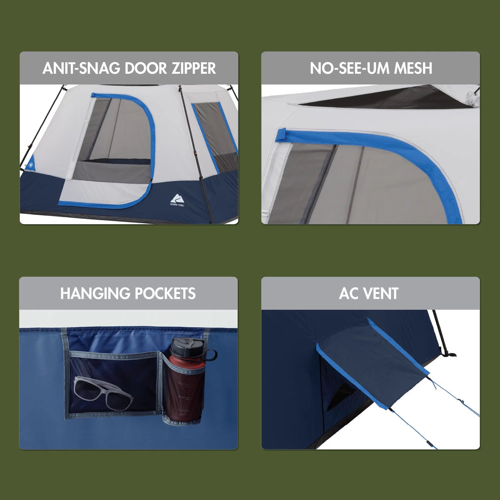 4-Person Instant Cabin Tent with LED Lighted Hub V8351