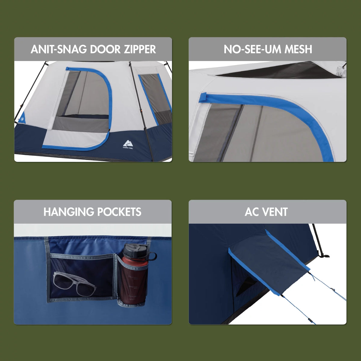 4-Person Instant Cabin Tent with LED Lighted Hub V8351