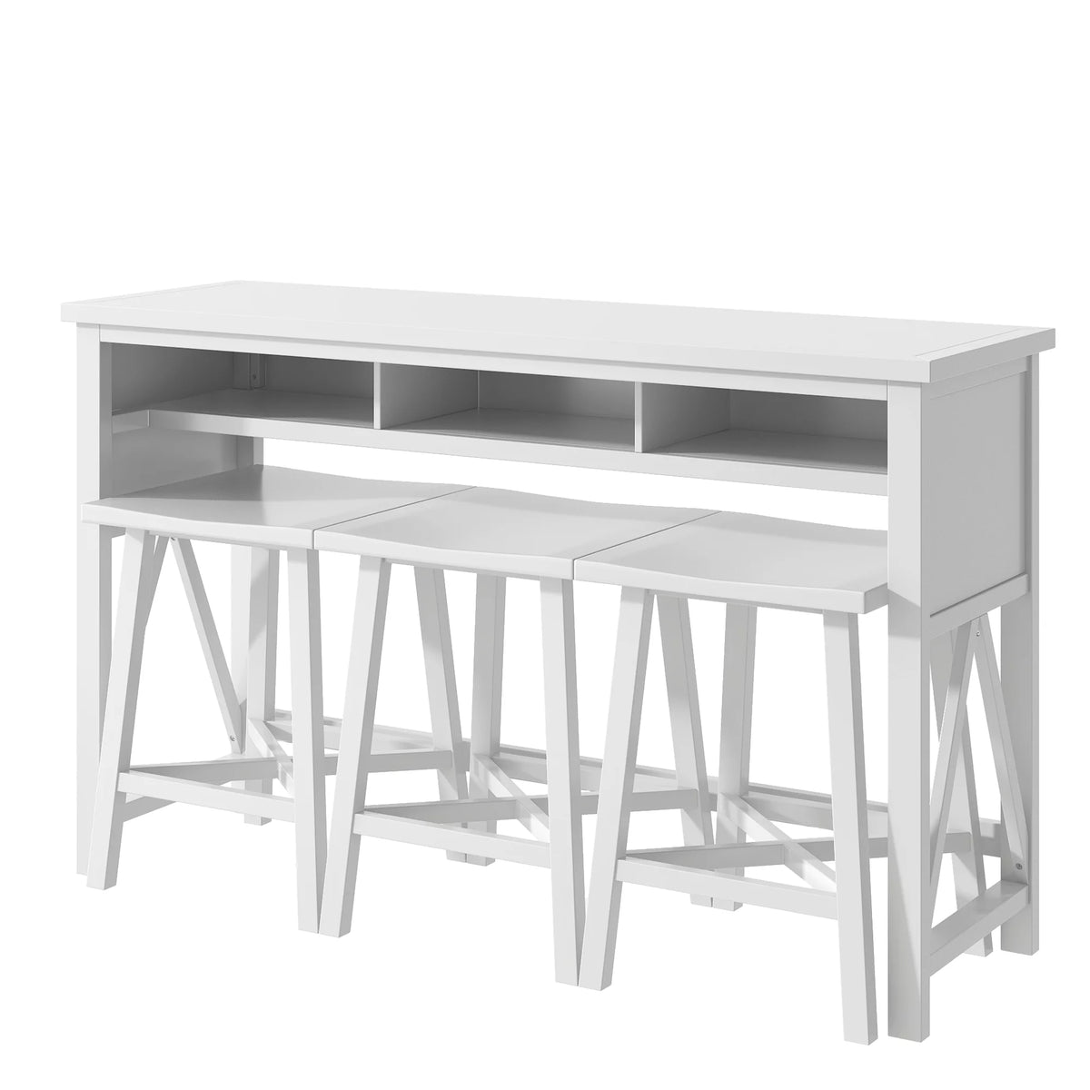 60" 4-Piece Counter Height Dining Table Set with 3 Stools C6935