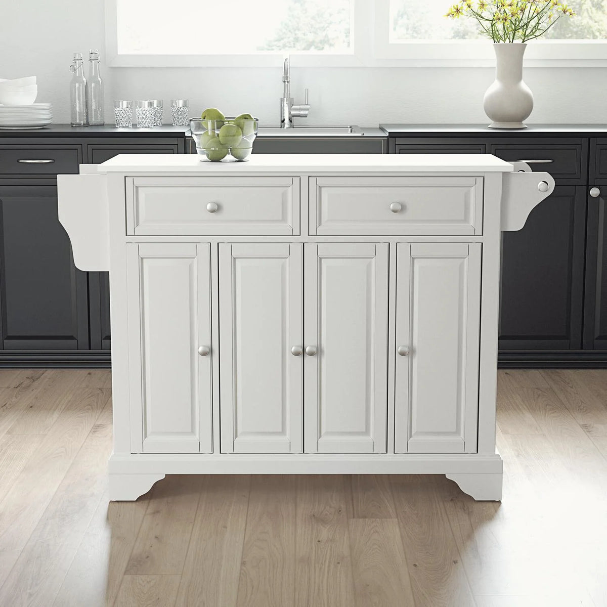White Black Kitchen Island Cart Q897083