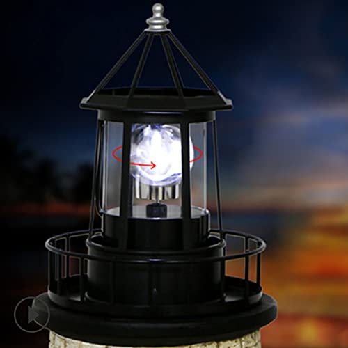 Solar Powered Lighthouse 360 Degree Rotating Waterproof Garden Statue Light A90200
