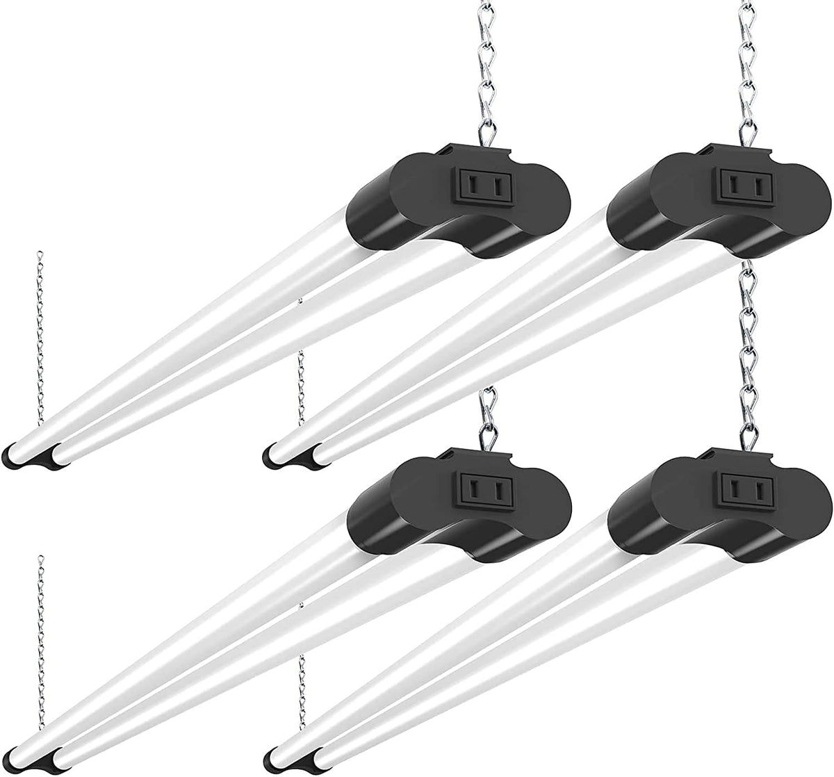4 Pack Linkable LED Shop Light, 4 FT, 4000 LM, 48 Inch, 40W, 5000K Daylight, Black V367