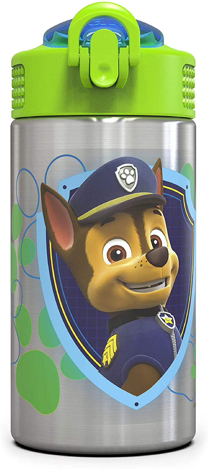 15.5oz Stainless Steel Kids Water Bottle with Flip-up Straw Spout N851