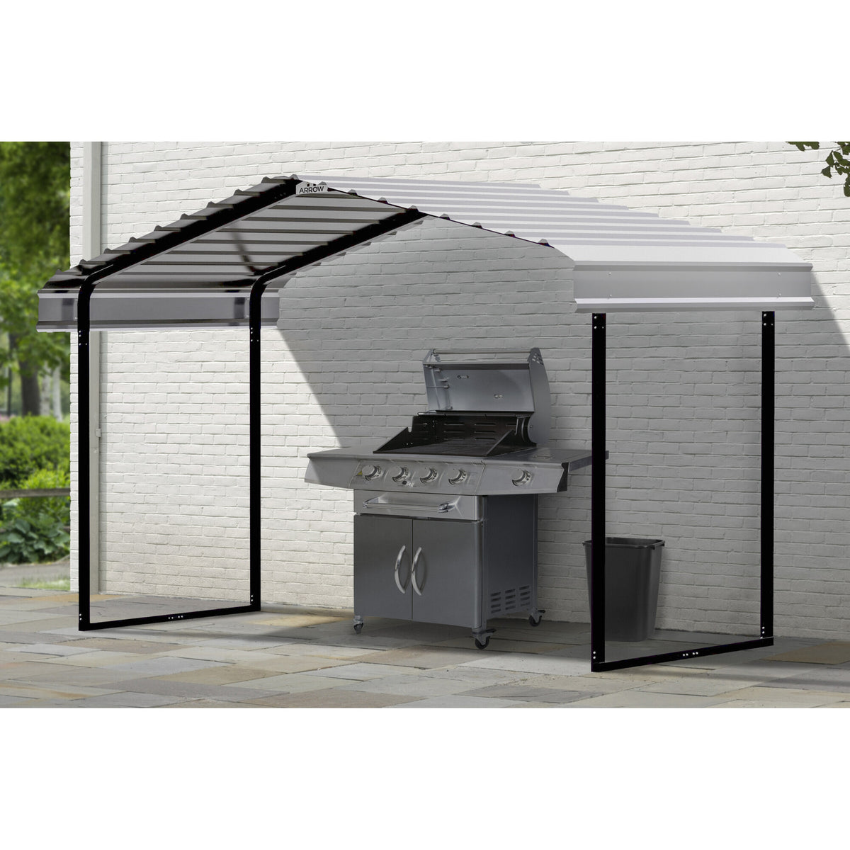 Arrow Metal Canopy 12 x 6 x 7ft. Eggshell Width 146 in Height 102 in Steel O116090