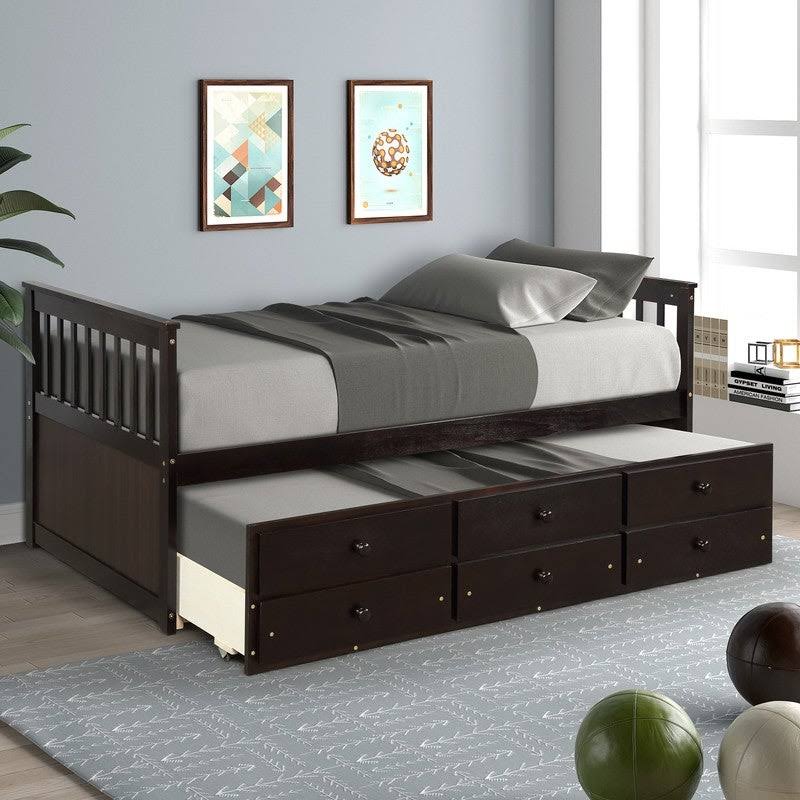 Twin Bed with Trundle and Storage Drawers A165592