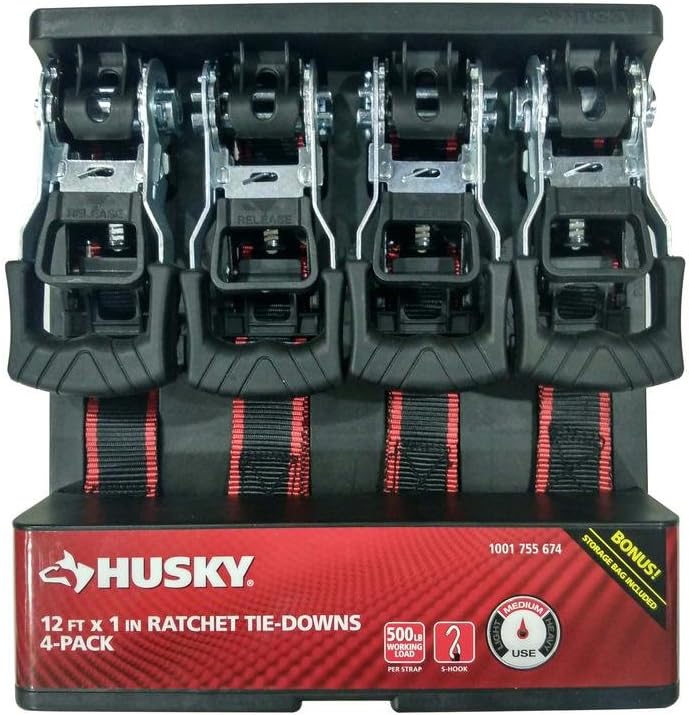 12 FT x 1 IN Ratchet Tie-Downs 4 Pack Z671