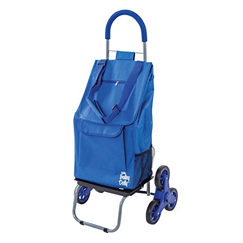 Blue Folding Grocery Cart with 3 Wheels O6393