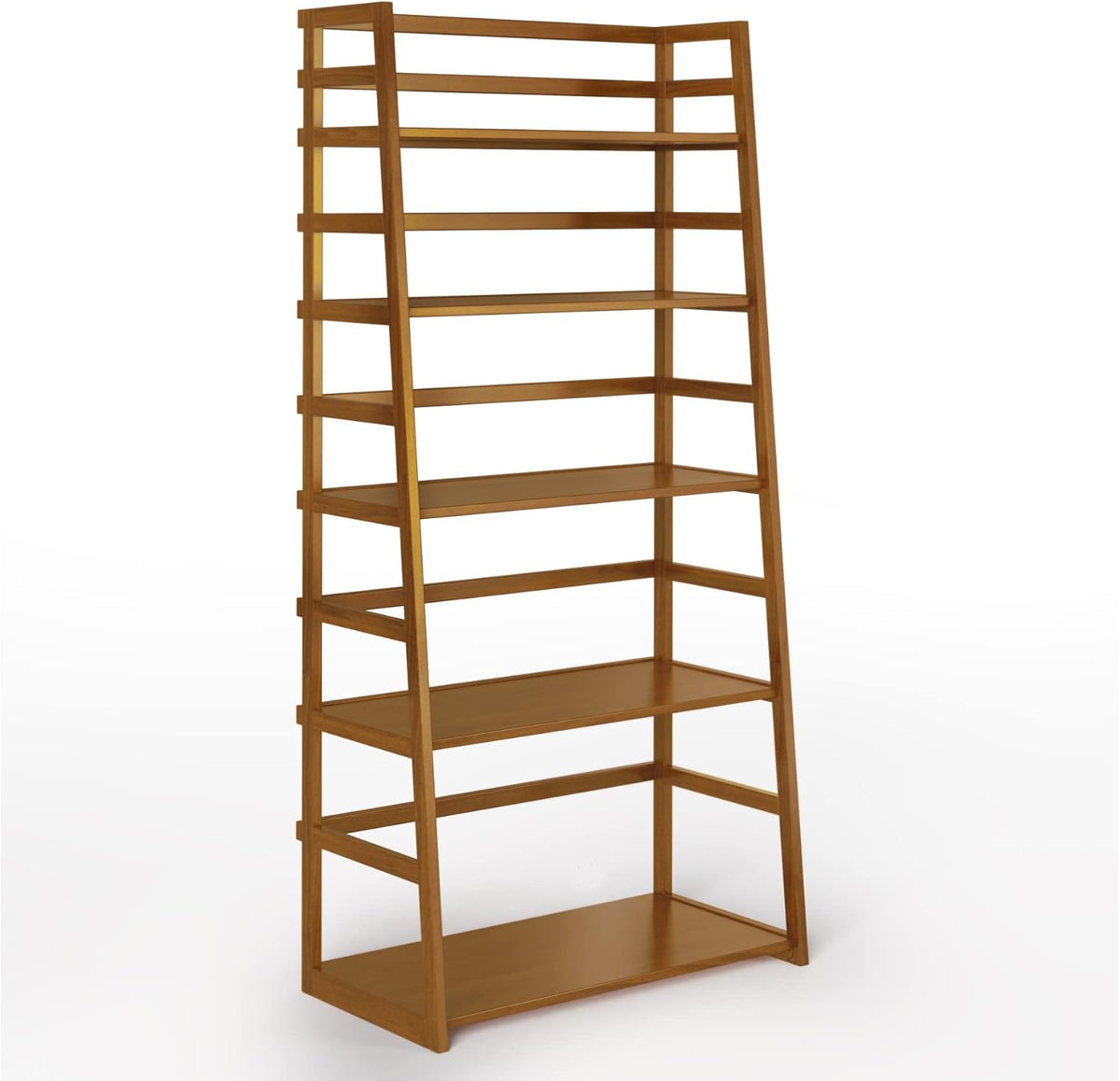 Black 5 Shelf Solid Wood Ladder Bookcase S213