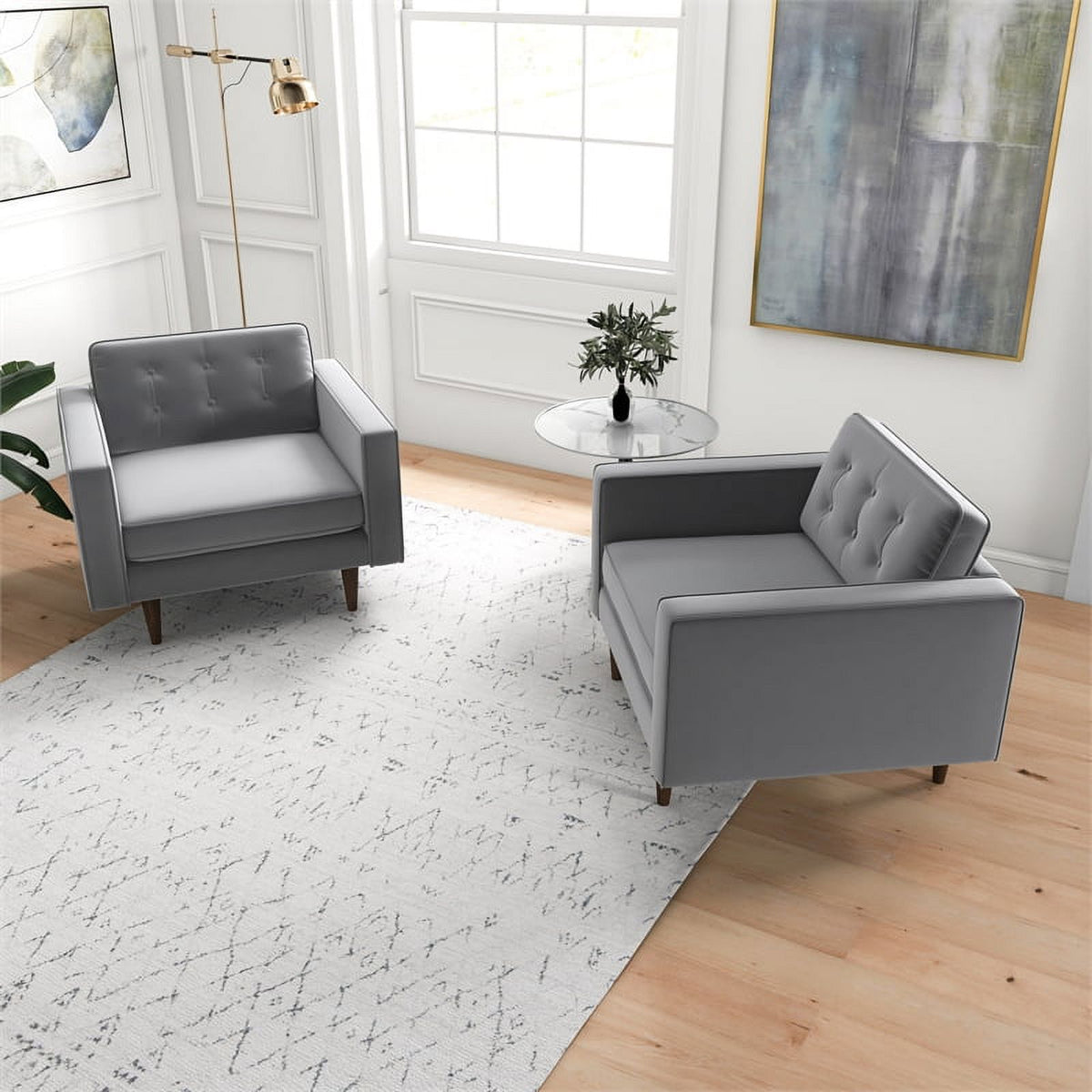 Gray Velvet Lounge Chair (Set of 2) M688