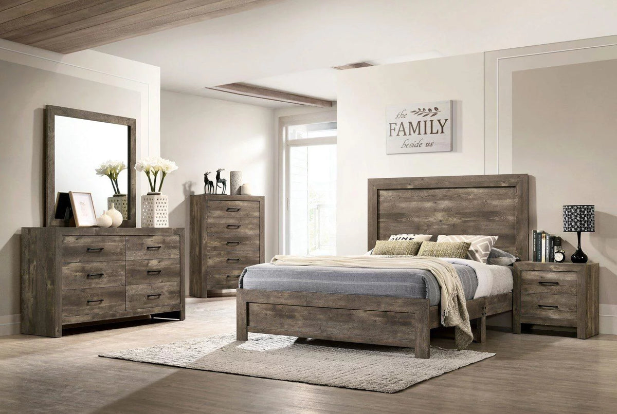 Natural Tone Wood King Bedroom Set 5pcs C8281