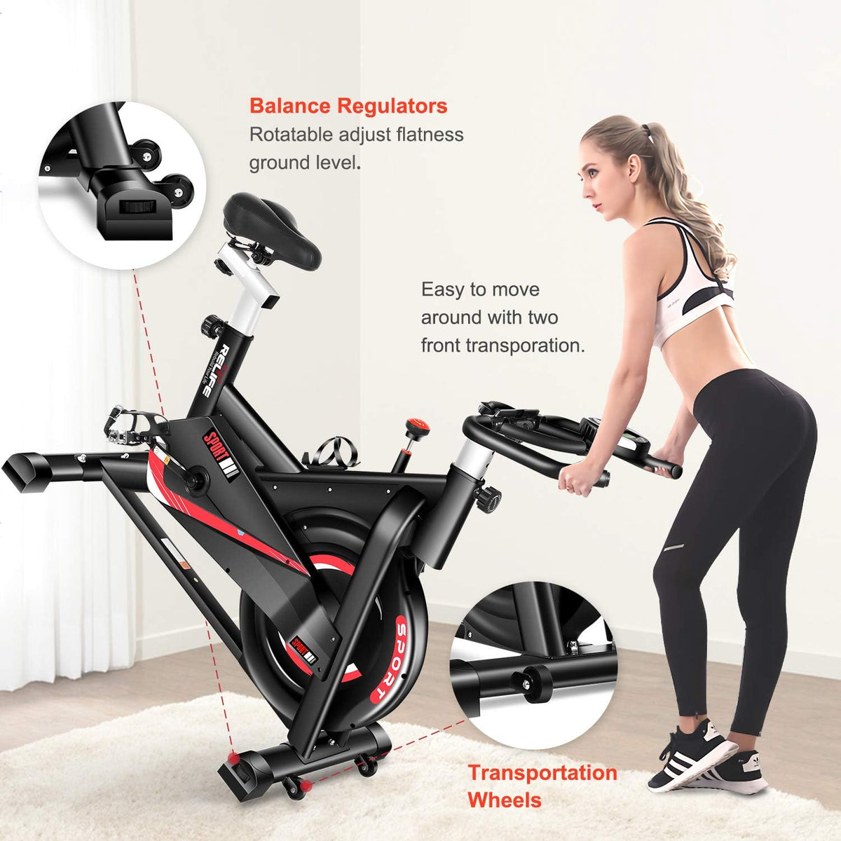 Exercise Bike Indoor Cycling Bike Stationary Flywheel Bicycle with Resistance J2619