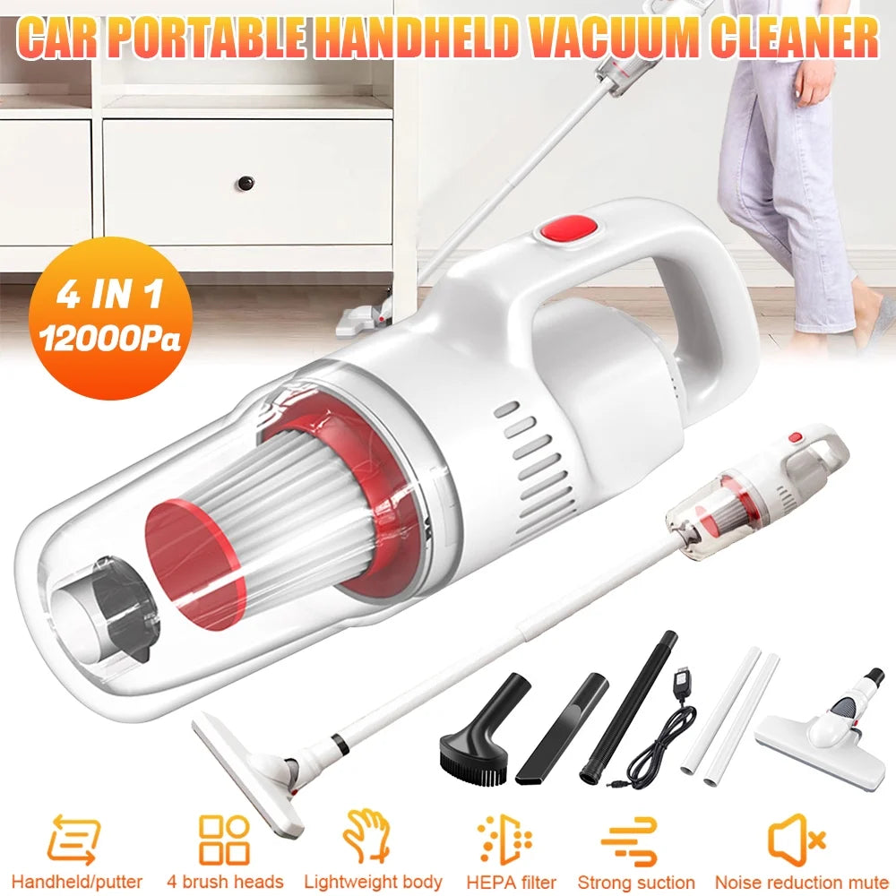 Cordless Stick Vacuum Cleaner, 12000Pa 4 in 1 Handheld (White) Y41693