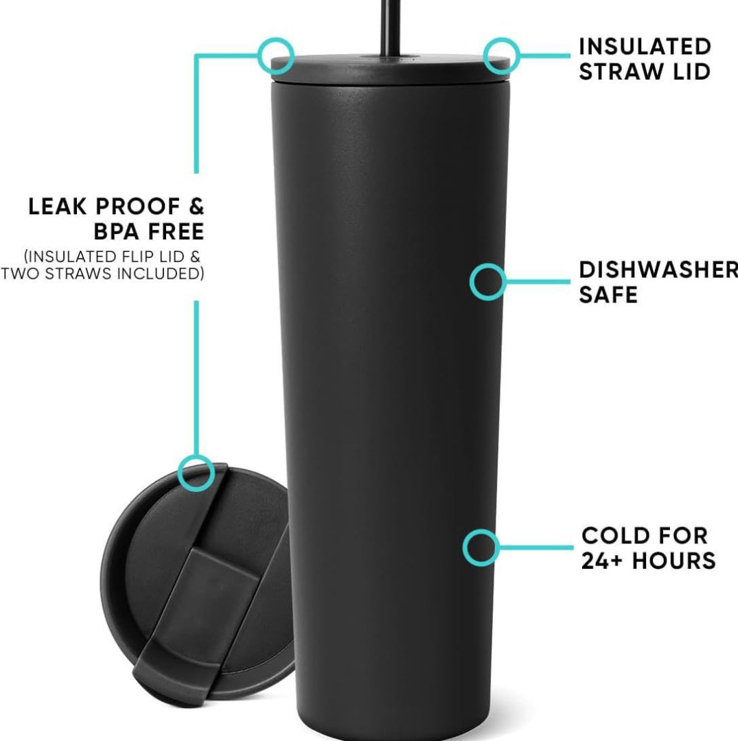 Green 24oz Insulated Tumbler with Lid and Straw Y6851