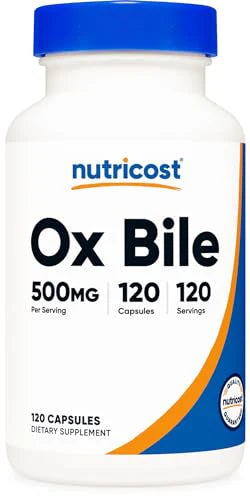 Ox Bile Capsules 500mg 120 Capsules Gluten Free Non-GMO H49331