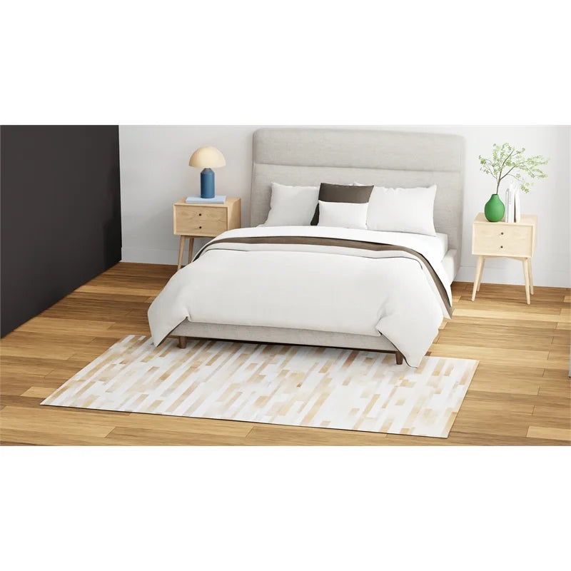 Camel Hair on Hide Leather Area Rug U945
