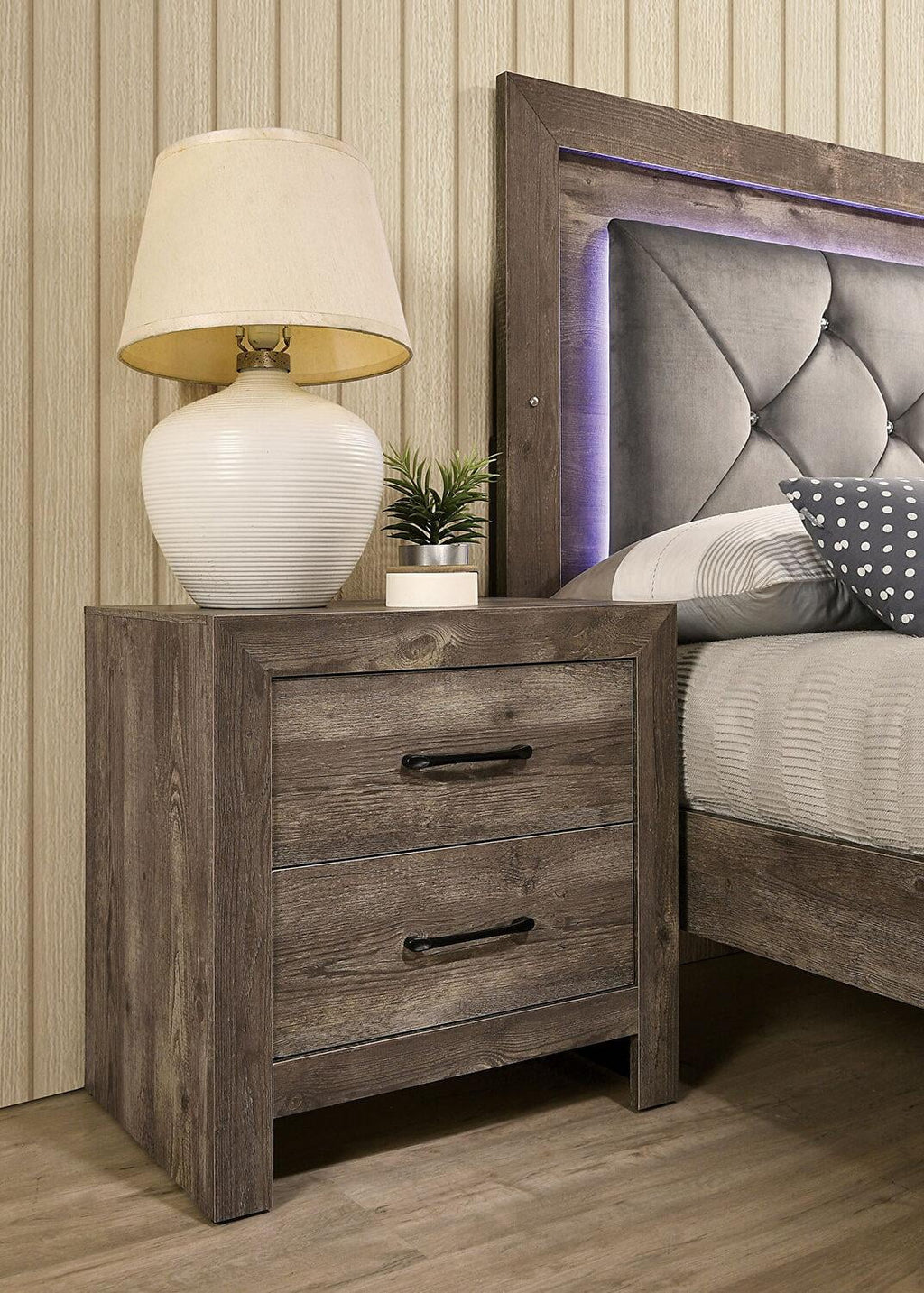 Natural Tone Wood King Bedroom Set 5pcs C8281