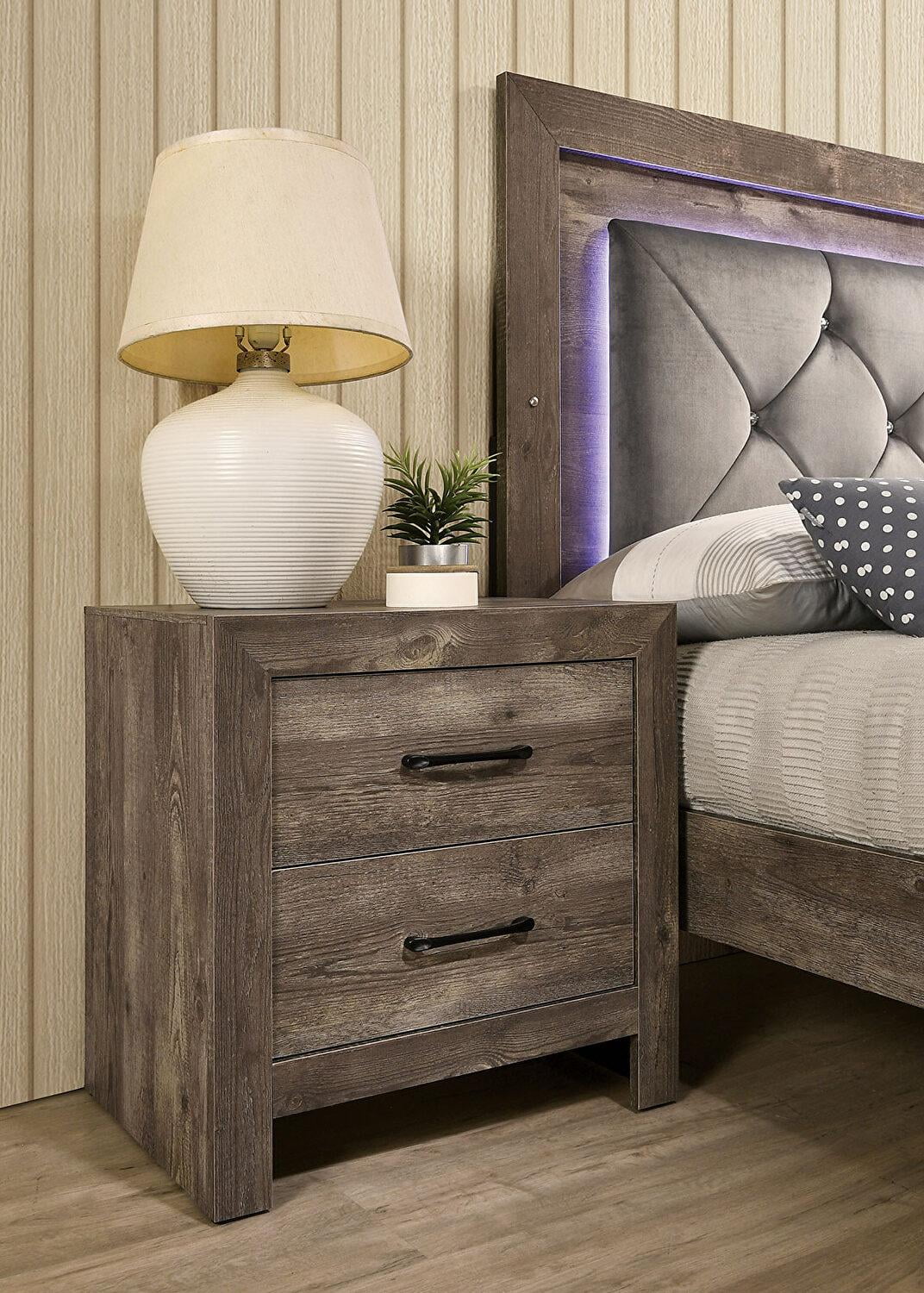 Natural Tone Wood King Bedroom Set 5pcs C8281