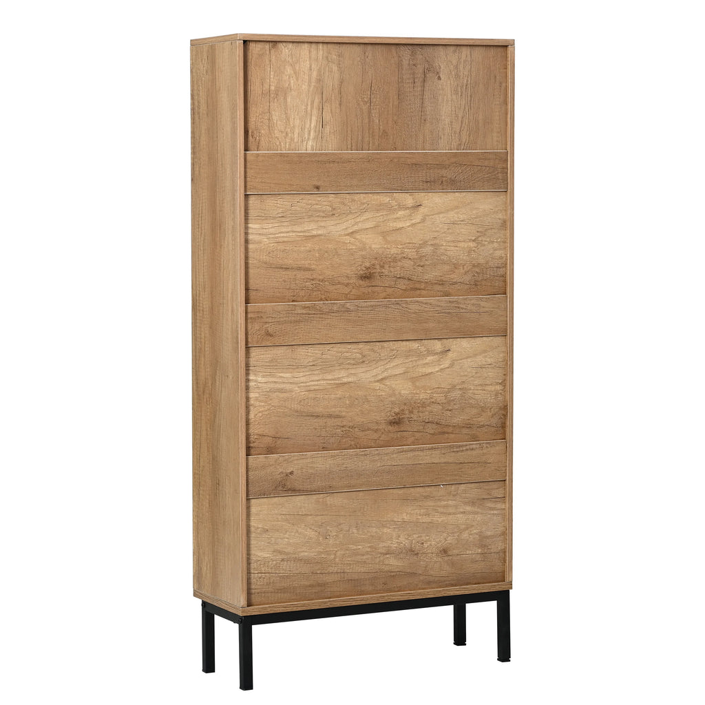 3 Flip Drawer Rattan Shoe Cabinet with Metal Legs U581