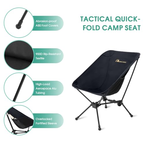 Portable Folding Camping Chair 330 lbs Black S9412